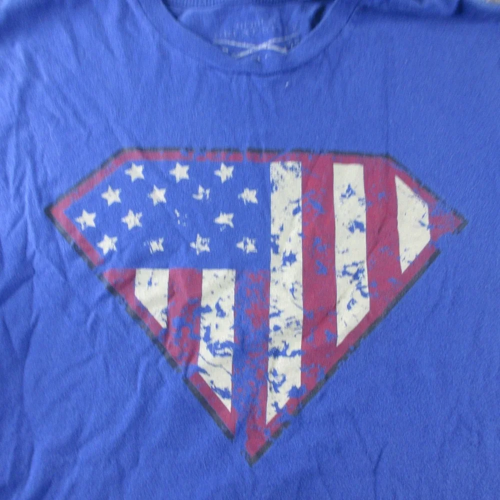 Grunt Style Shirt Mens M Blue Graphic American Flag Patriotic Short Sleeve